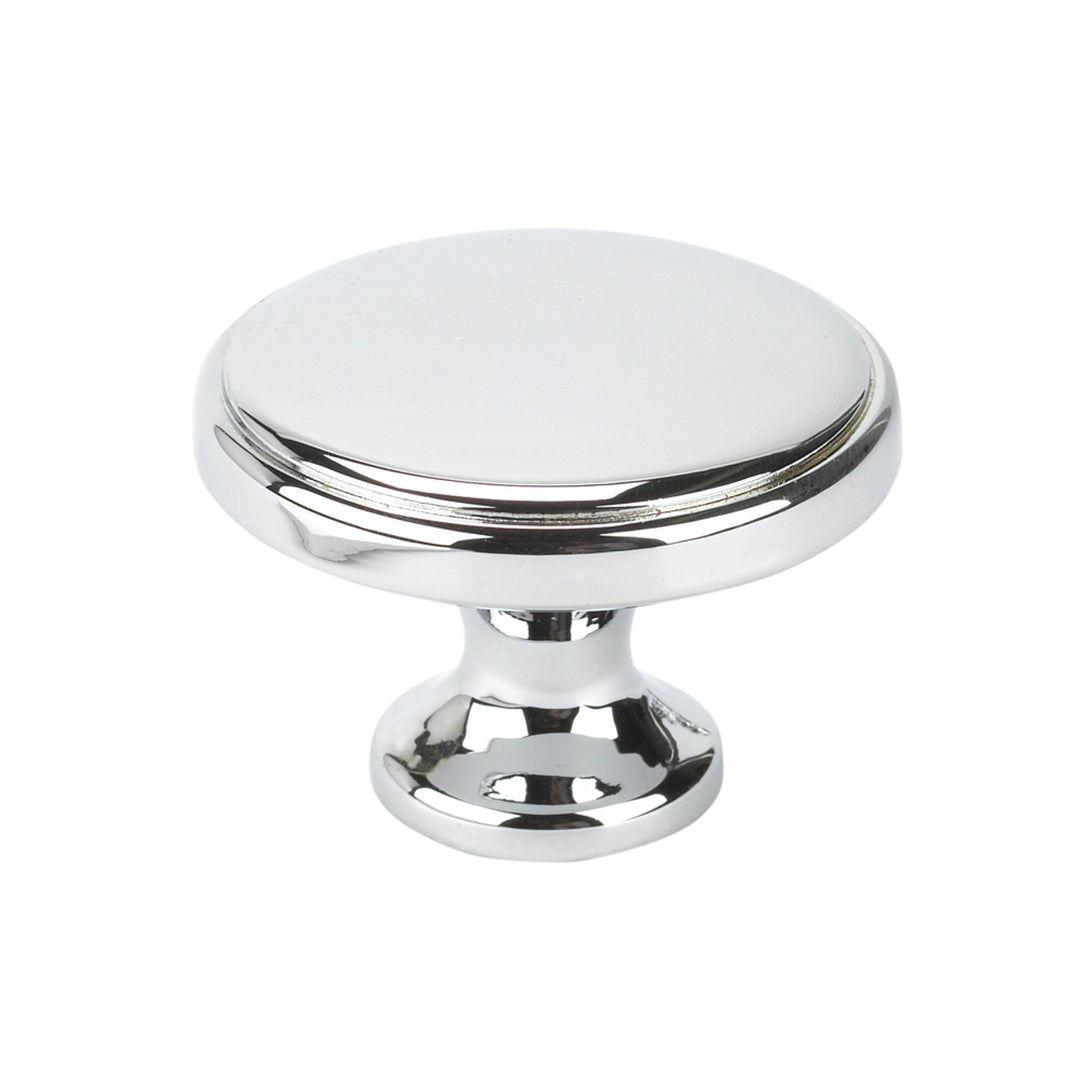 Topex 1-1/8" Italian Designs Transitional Flat Round Cabinet Knob - Bright Chrome