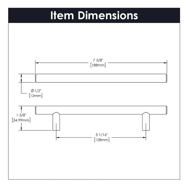 Belwith-Keeler Cabinet Hardware  Contemporary Bar Pulls Collection Pull 128 Millimeter Center to Center Stainless Steel Finish