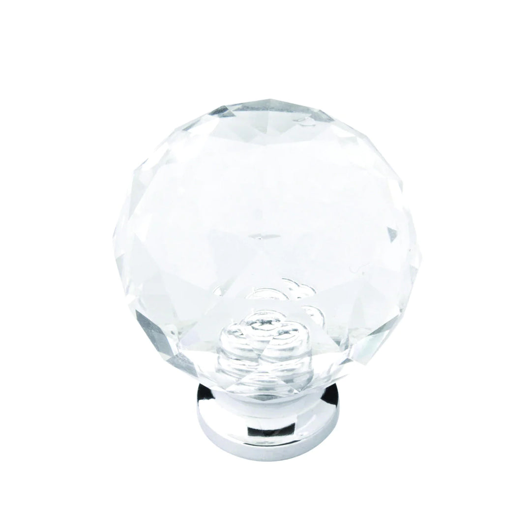 Belwith Keeler 1-1/4 In. Luster Knob Glass with Polished Chrome