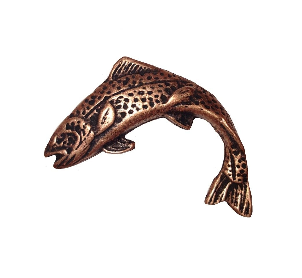 Buck Snort Lodge Jumping Trout Left Facing  Cabinet Knob