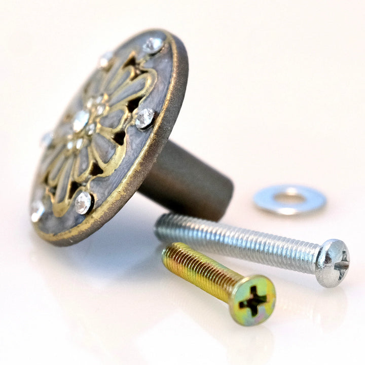 Charleston Knob Company Jewel Knob - Silver Grey Cloisonné