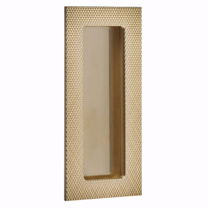 Modern Cabinet Hardware Collection 4" Modern Rectangular Knurled with Plain Pocket Flush Pull by Emtek