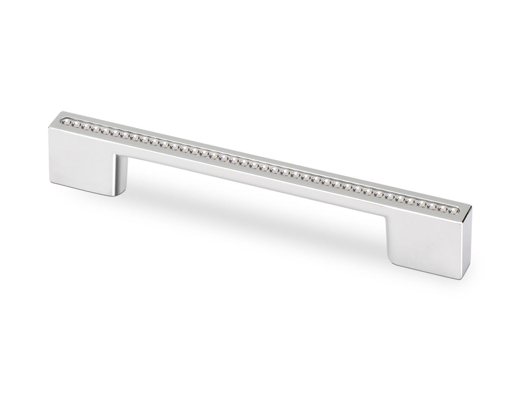 Topex 96 or 128mm cc Contemporary Bar Cabinet Pull - Swarovski Crystal/Bright Chrome