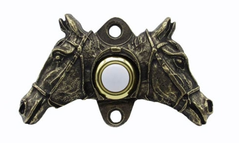 Buck Snort Lodge Decorative Hardware Double HorseHead Door Bell