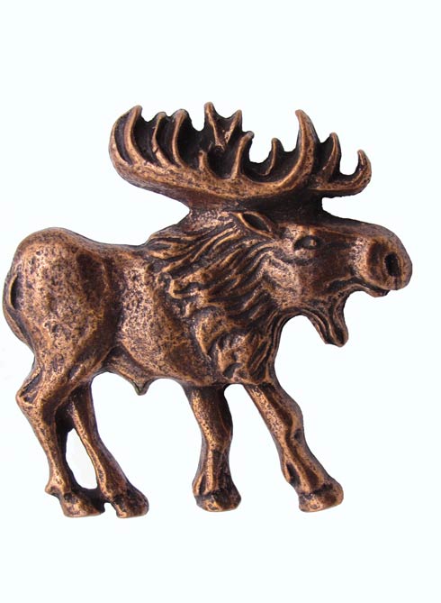 Buck Snort Lodge Hardware Cabinet Knob Walking Moose - Facing Right