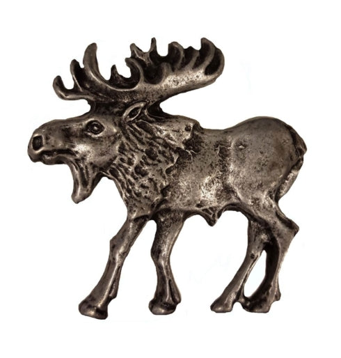 Buck Snort Lodge Hardware Cabinet Knob Walking Moose - Facing Left