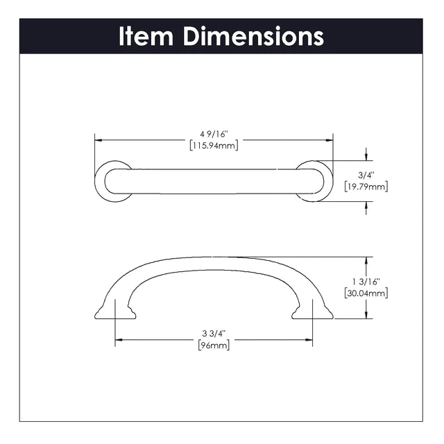 Hickory Hardware 3-3/4 inch (96mm) Zephyr Cabinet Pull