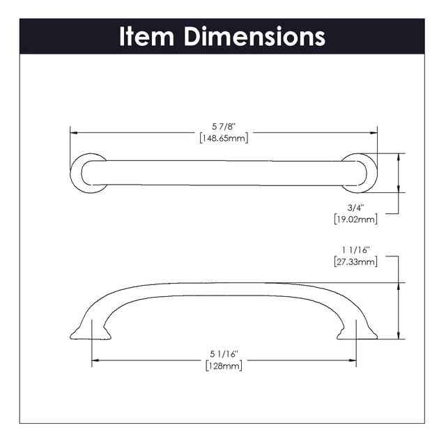 Hickory Hardware 5-1/16 inch (128mm) Zephyr Cabinet Pull