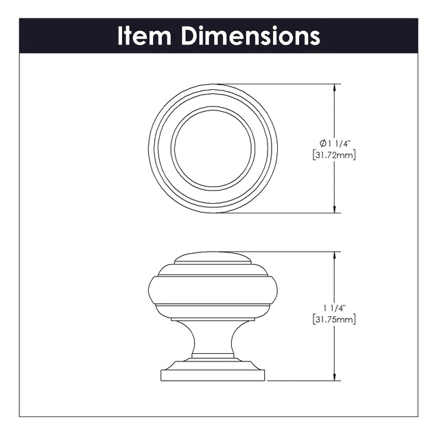 Hickory Hardware 1-1/4 inch (32mm) Zephyr Cabinet Knob