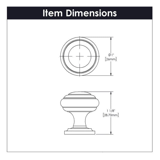 Hickory Hardware 1 inch (25mm) Zephyr Cabinet Knob