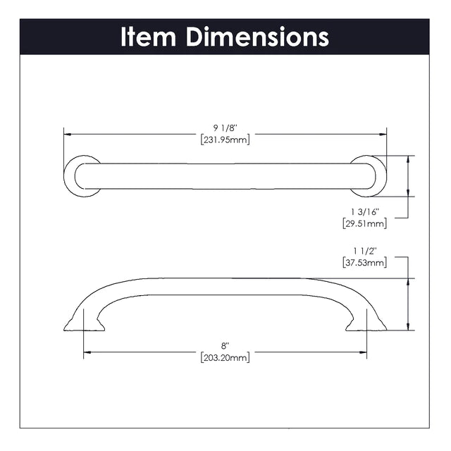 Hickory Hardware 8 inch (203mm) Zephyr Appliance Pull