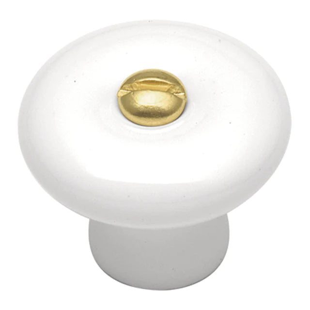 Hickory Hardware 1-1/8 inch (28mm) Tranquility White Cabinet Knob