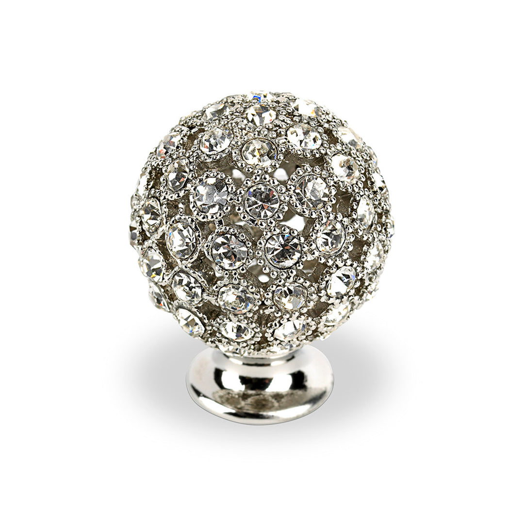 Topex 1" Contemporary Round Cabinet Pull - Swarovski Crystal/Bright Chrome