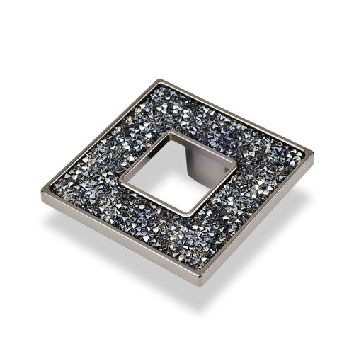 Topex 35mm cc Contemporary Flat Square Cabinet Pull - Swarovski Crystal and Black/Blue Nickel