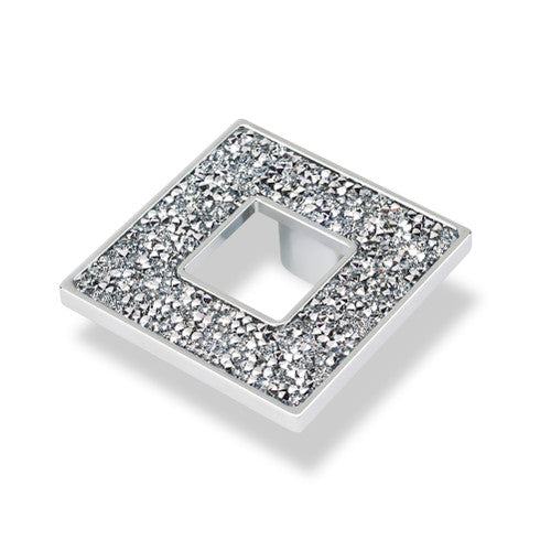 Topex 35mm cc Contemporary Flat Square Cabinet Pull - Swarovski Crystal/Bright Chrome