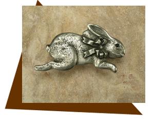 Anne at Home Bunny Rabbit with Bow-Right -Cabinet Knob - cabinetknobsonline