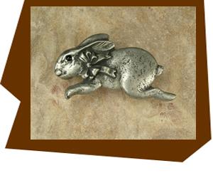 Anne at Home Bunny Rabbit with Bow-Left-Cabinet Knob - cabinetknobsonline