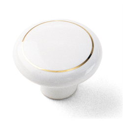 Laurey Cabinet Knobs, 1 1-2" Ceramic Knob - White with Ring - cabinetknobsonline
