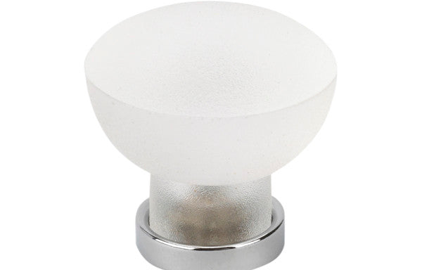 TOPEX DECORATIVE CABINET HARDWARE ROUND FROSTED KNOB SATIN NICKEL BASE - cabinetknobsonline