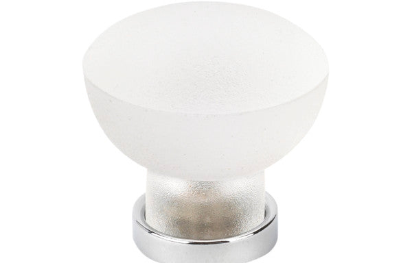 TOPEX DECORATIVE CABINET HARDWARE ROUND FROSTED KNOB CHROME BASE - cabinetknobsonline