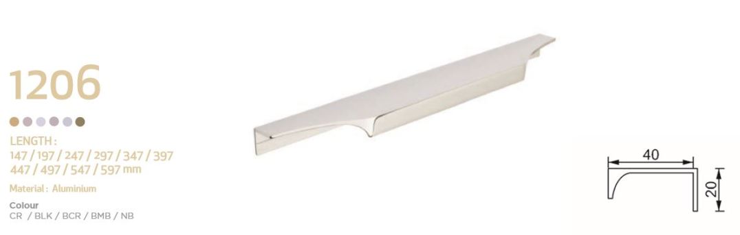 HandStyle Decorative Cabinet Hardware Modern Cabinet Handle 247mm #1206 - cabinetknobsonline