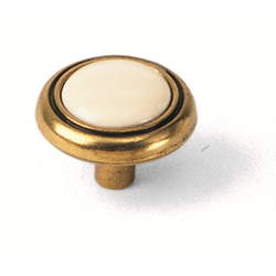 Laurey Cabinet Knobs, 1 1-4" Knob-Almond-Antique Brass - cabinetknobsonline