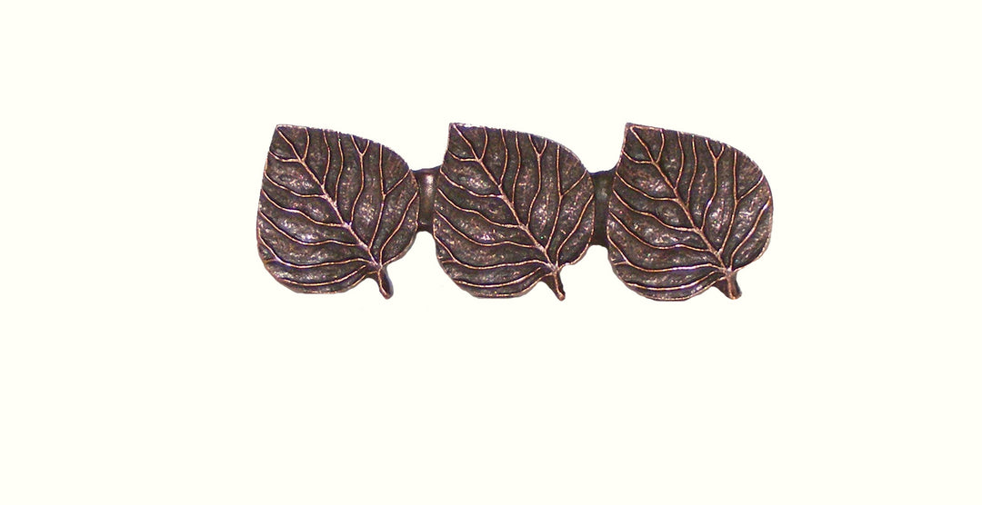 Buck Snort Lodge Decorative Hardware Cabinet Knobs and Pulls Triple Aspen Leaf - cabinetknobsonline