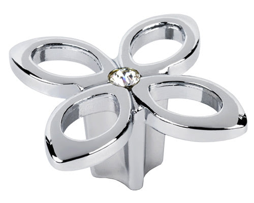 TOPEX DECORATIVE CABINET HARDWARE CRYSTAL KNOB 4 HOLES CHROME - cabinetknobsonline