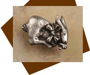 Anne At Home Bunny W-Bow Cabinet Knob - Right  - cabinetknobsonline