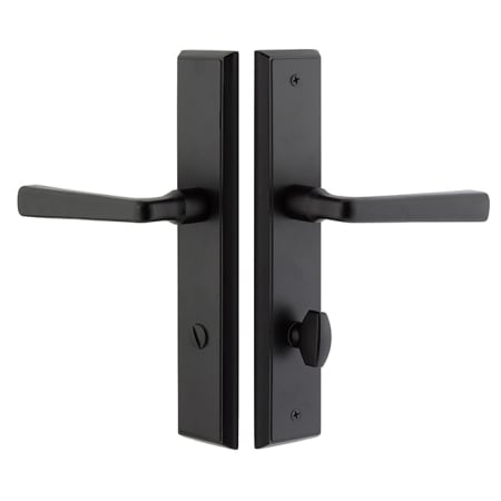 Emtek Door Hardware Sandcast Bronze  Stretto Narrow Trim  SidePlate Lockset  2" X 10" Rectangular Non-Keyed Thumbturn Privacy - cabinetknobsonline