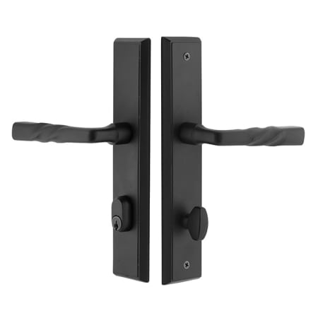 Emtek Door Hardware Sandcast Bronze  Stretto Narrow Trim  SidePlate Lockset  2" X 10" Rectangular Keyed Passage Single Keyed - cabinetknobsonline