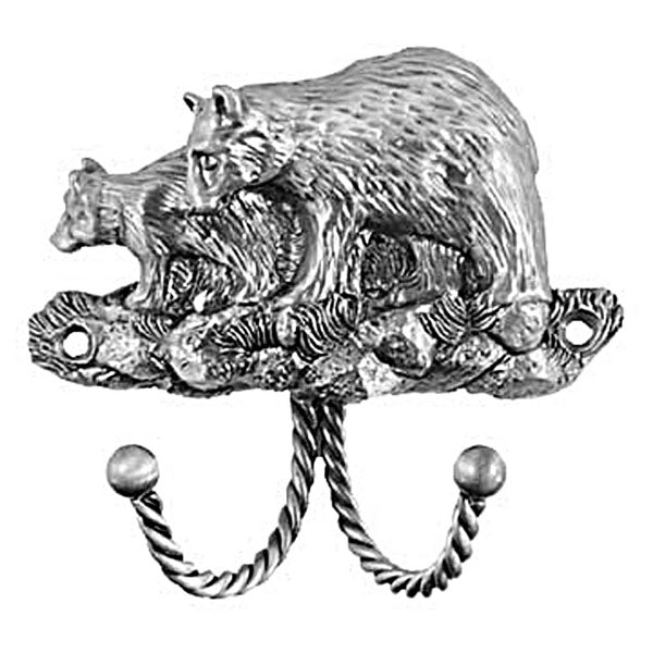 Sierra Lifestyles - Big Sky Cabinet Hardware Decorative Hook - Black Bear - Pewter - cabinetknobsonline