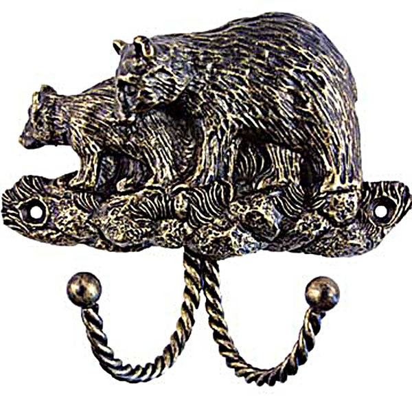 Sierra Lifestyles - Big Sky Cabinet Hardware Decorative Hook - Black Bear - Bronzed Black - cabinetknobsonline