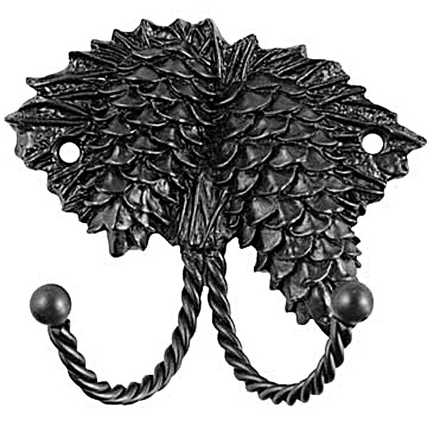 Sierra Lifestyles - Big Sky Cabinet Hardware Decorative Hook - Pinecone - Black - cabinetknobsonline