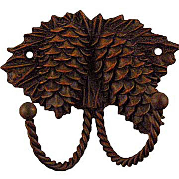 Sierra Lifestyles - Big Sky Cabinet Hardware Decorative Hook - Pinecone - Rust - cabinetknobsonline