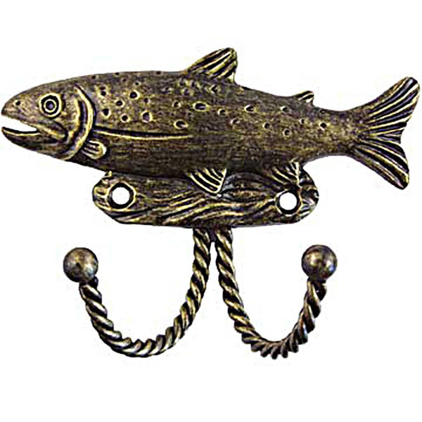 Sierra Lifestyles - Big Sky Cabinet Hardware Decorative Hook - Trout - Bronzed Black - cabinetknobsonline