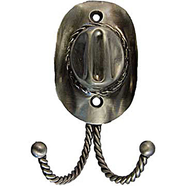 Sierra Lifestyles - Big Sky Cabinet Hardware Decorative Hook - Cowboy Hat - Pewter - cabinetknobsonline