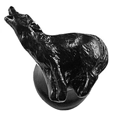 Sierra Lifestyles - Big Sky Cabinet Hardware Howling Wolf Knob - Black - cabinetknobsonline