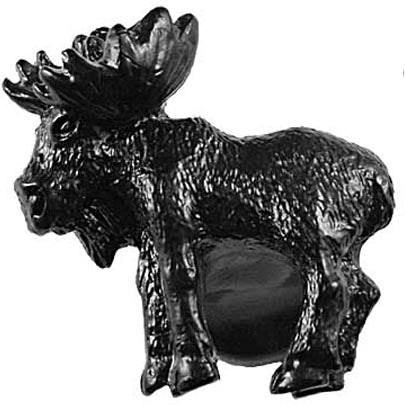 Sierra Lifestyles - Big Sky Cabinet Hardware Realistic Moose Knob - Left Facing - Black - cabinetknobsonline