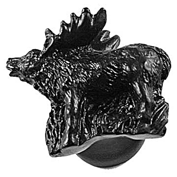 Sierra Lifestyles - Big Sky Cabinet Hardware Standing Elk Knob - Black - cabinetknobsonline