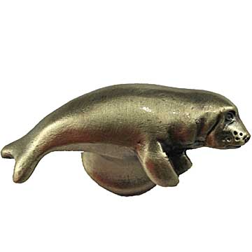 Sierra Lifestyles - Big Sky Cabinet Hardware Manatee Knob - Antique Brass - cabinetknobsonline