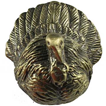 Sierra Lifestyles - Big Sky Cabinet Hardware Turkey Knob - Antique Brass - cabinetknobsonline