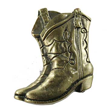 Sierra Lifestyles - Big Sky Cabinet Hardware Boots Knob - Antique Brass - cabinetknobsonline