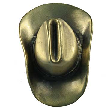 Sierra Lifestyles - Big Sky Cabinet Hardware Cowboy Hat Knob - Antique Brass - cabinetknobsonline