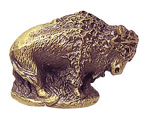 Sierra Lifestyles - Big Sky Cabinet Hardware Buffalo Knob - Left - Antique Brass - cabinetknobsonline