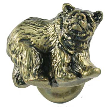 Sierra Lifestyles - Big Sky Cabinet Hardware Grizzly Knob - Antique Brass - cabinetknobsonline