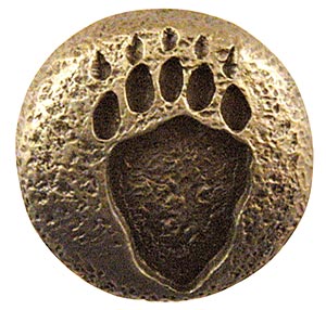 Sierra Lifestyles - Big Sky Cabinet Hardware Bear Track Knob - Antique Brass - cabinetknobsonline