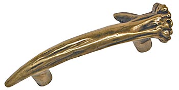 Sierra Lifestyles - Big Sky Cabinet Hardware Antler Pull - Left Facing - Antique Brass - cabinetknobsonline