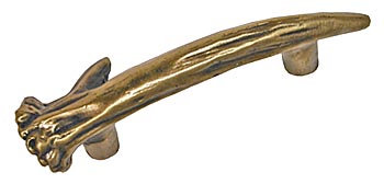 Sierra Lifestyles - Big Sky Cabinet Hardware Antler Pull - Right Facing - Antique Brass - cabinetknobsonline