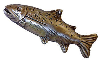 Sierra Lifestyles - Big Sky Cabinet Hardware Trout - Left Facing - Antique Brass - cabinetknobsonline